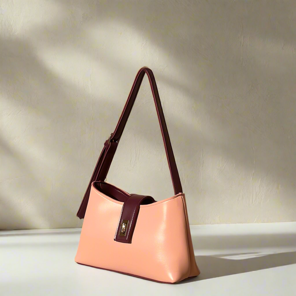 Casual Chic Saddle Bag “Beige Maroon”