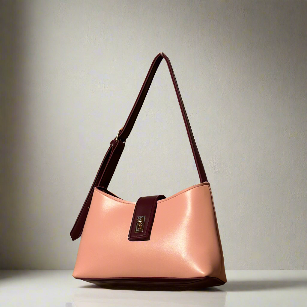 Casual Chic Saddle Bag “Beige Maroon”