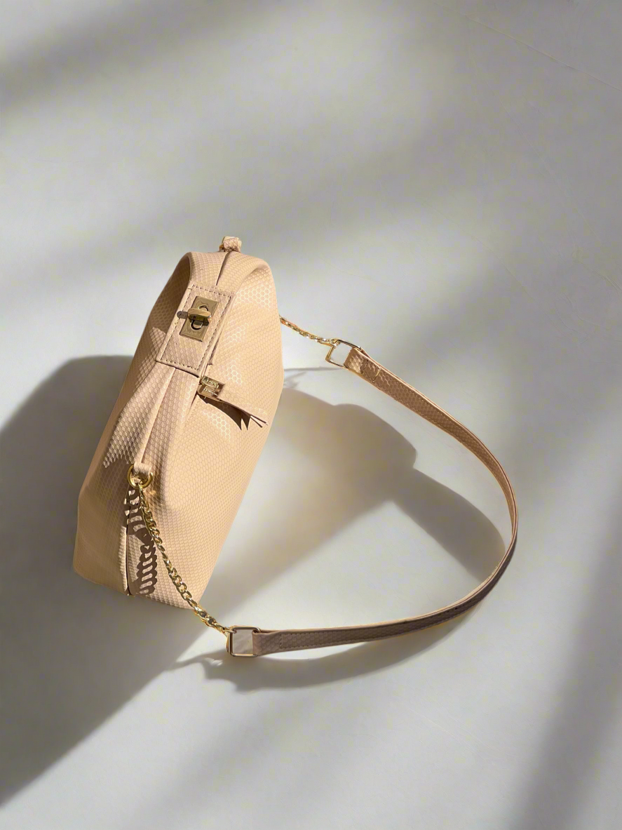 Vienna Top Handle Hobo Bag “Textured Beige”