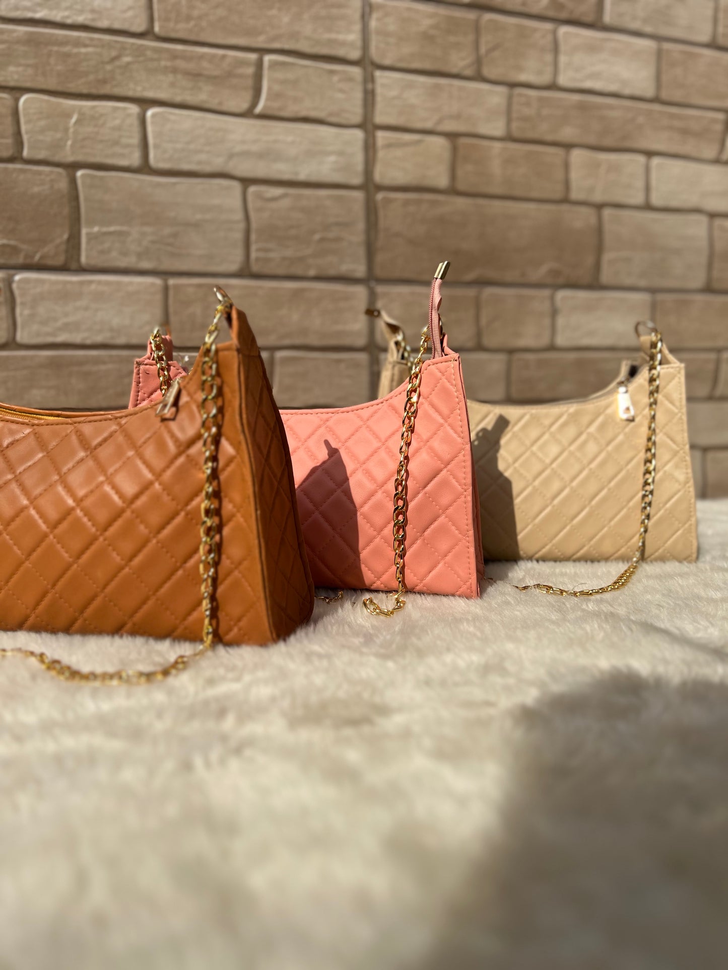 Quilted Handbag “Brown”