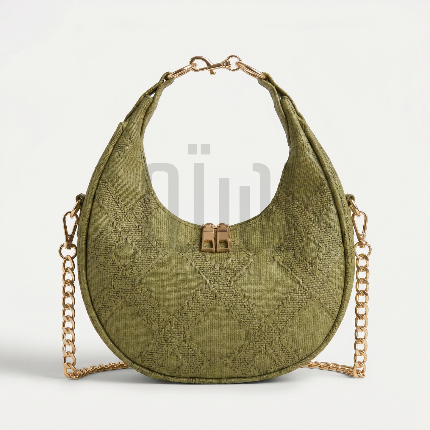 The Dune Crescent Bag in olive green - crossbody handbag for women by BASTAH Pakistan