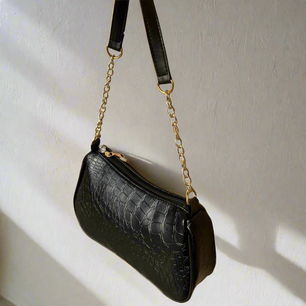 Snakeskin Baguette Bag “Black”