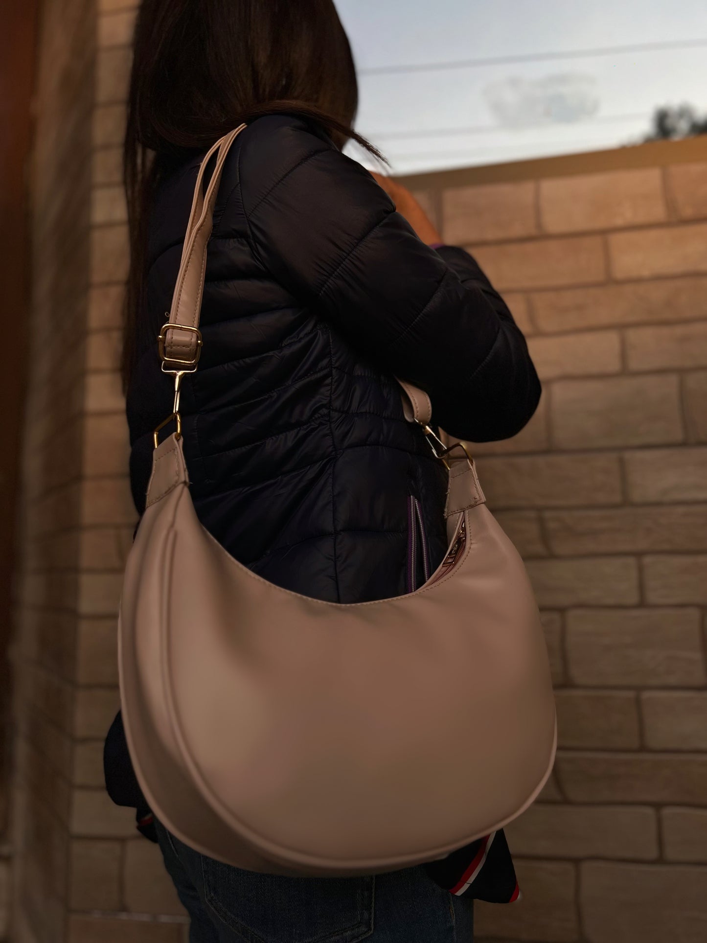 Crossbody Hobo Bag “Tea Pink”