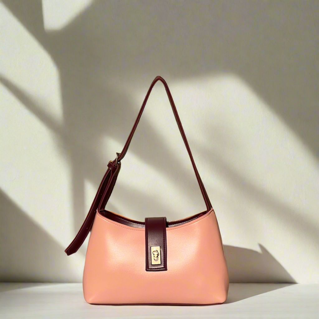 Casual Chic Saddle Bag “Beige Maroon”