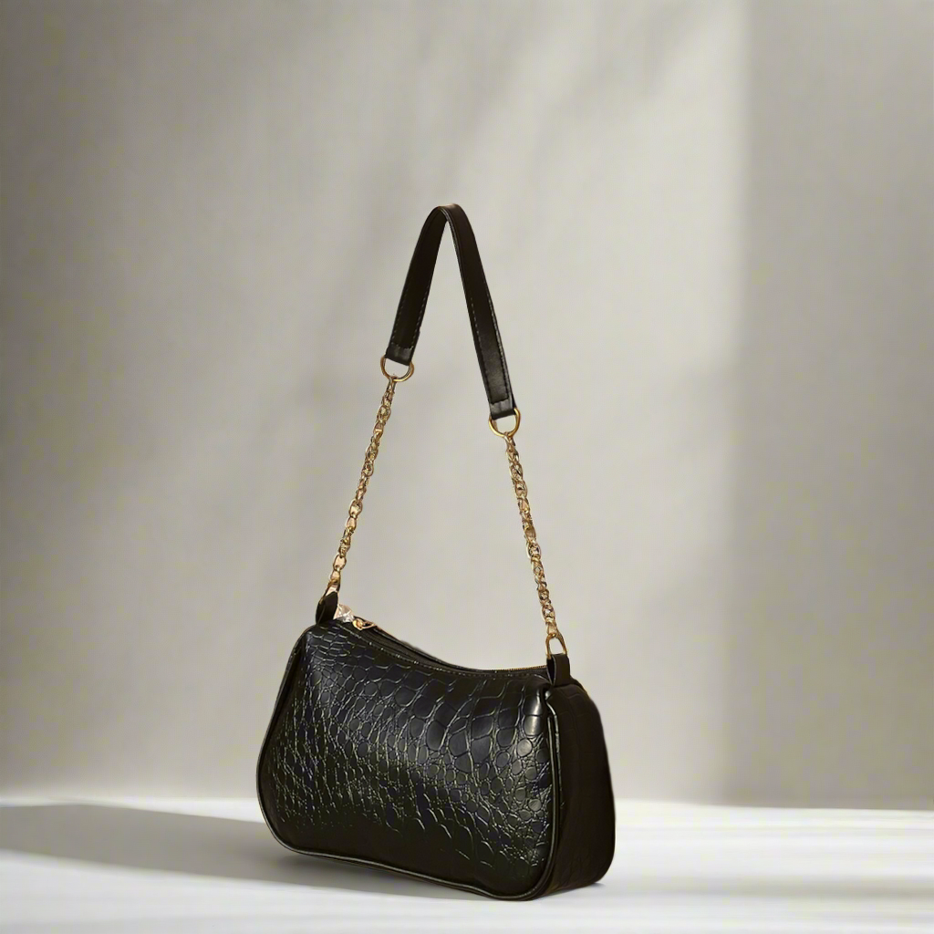 Snakeskin Baguette Bag “Black”