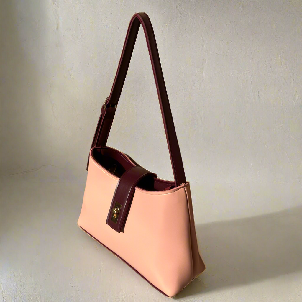 Casual Chic Saddle Bag “Beige Maroon”