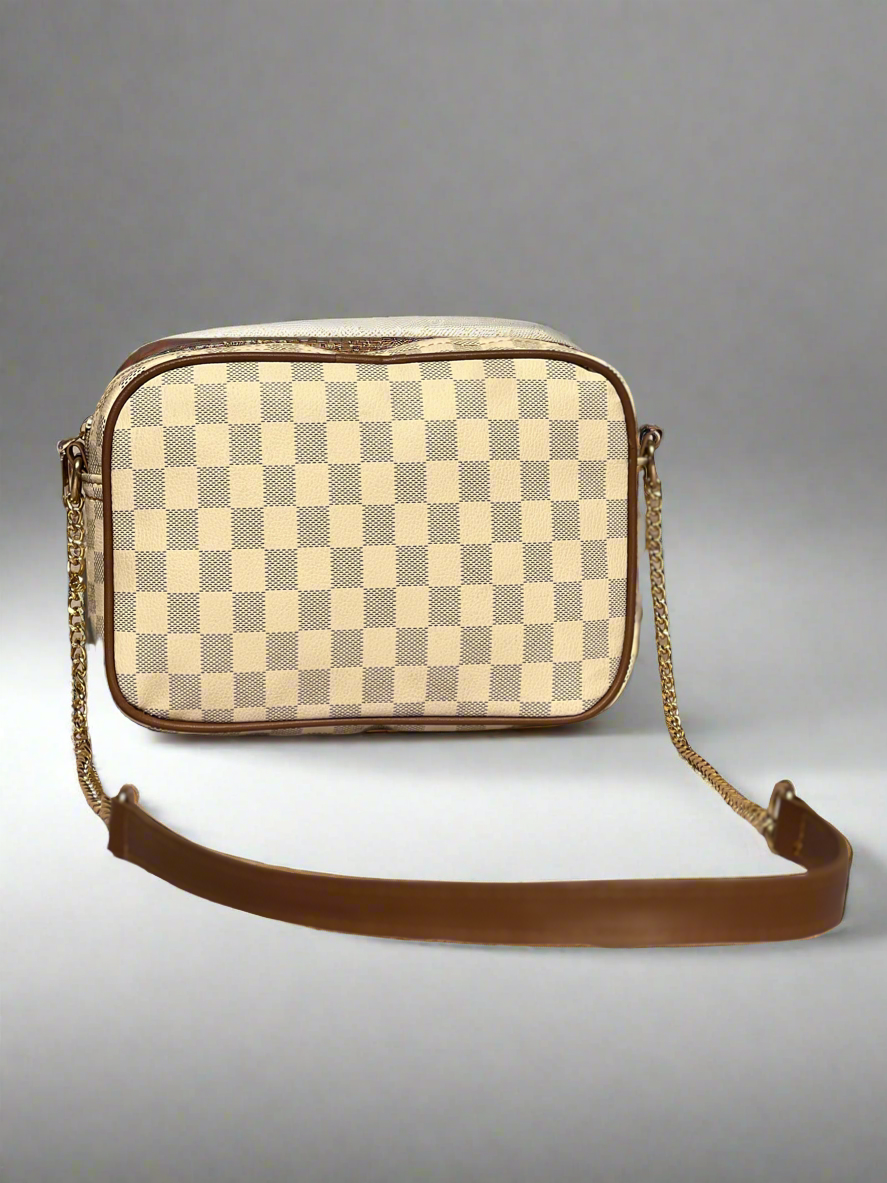 Checkered Crossbody Bag “Brown-Beige”