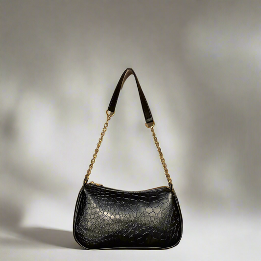 Snakeskin Baguette Bag “Black”