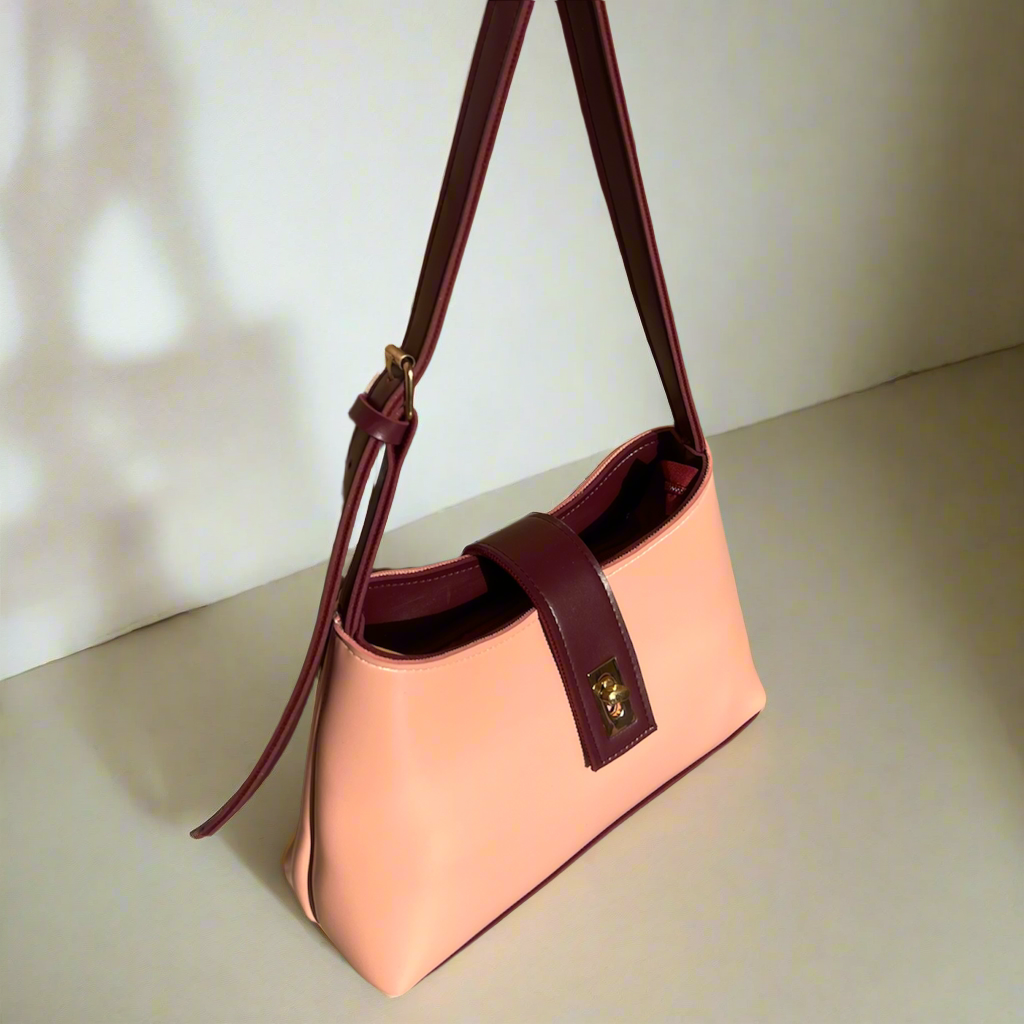 Casual Chic Saddle Bag “Beige Maroon”