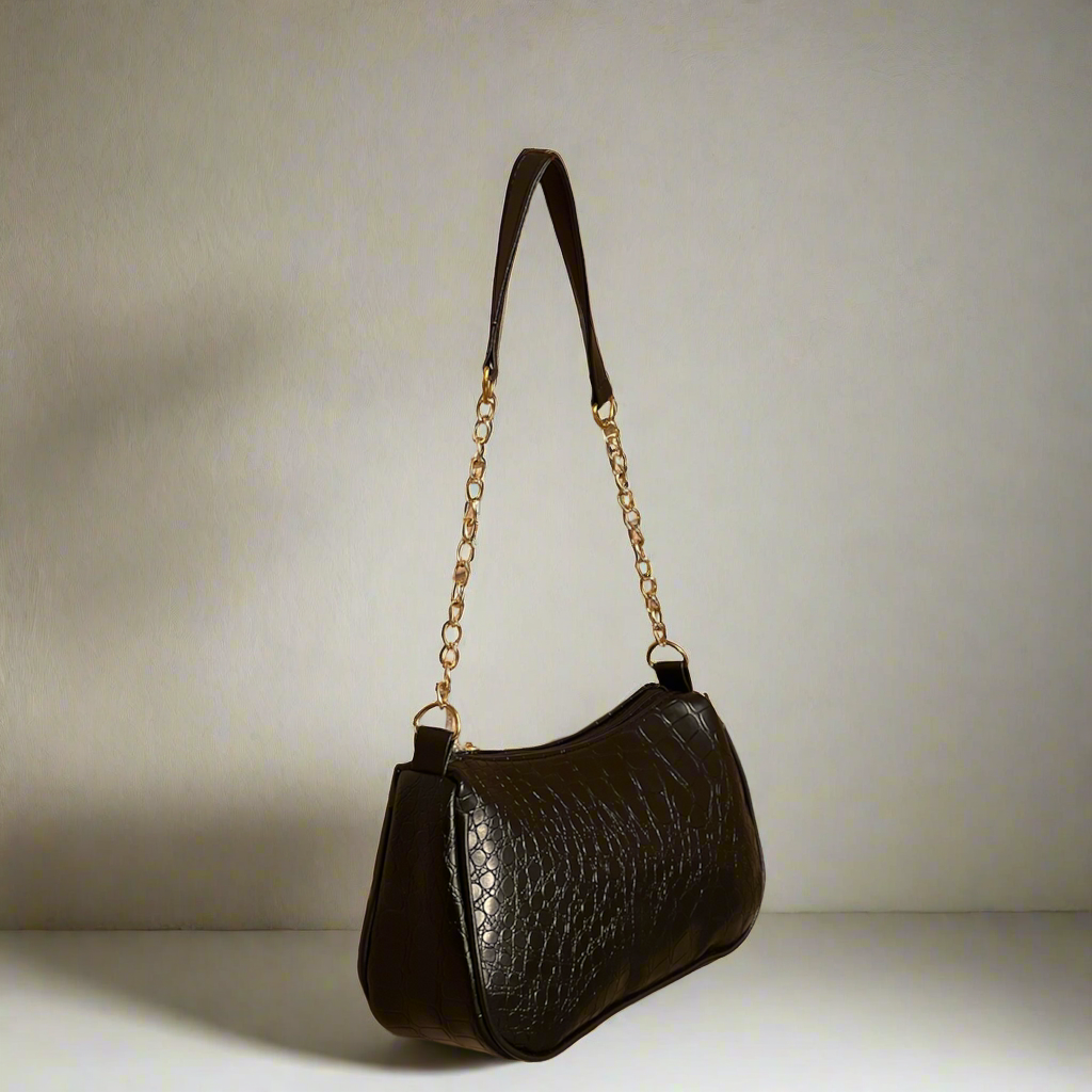Snakeskin Baguette Bag “Black”