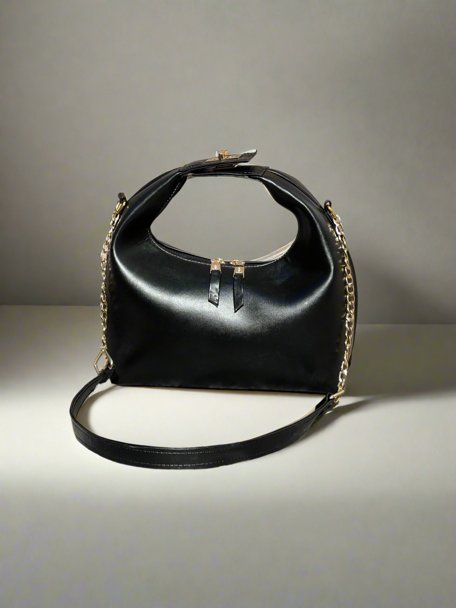 Vienna Top Handle Hobo Bag “Shiny Black”