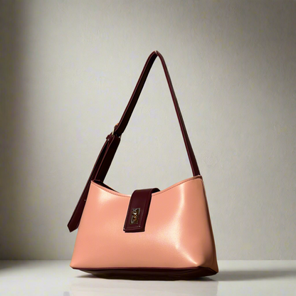 Casual Chic Saddle Bag “Beige Maroon”