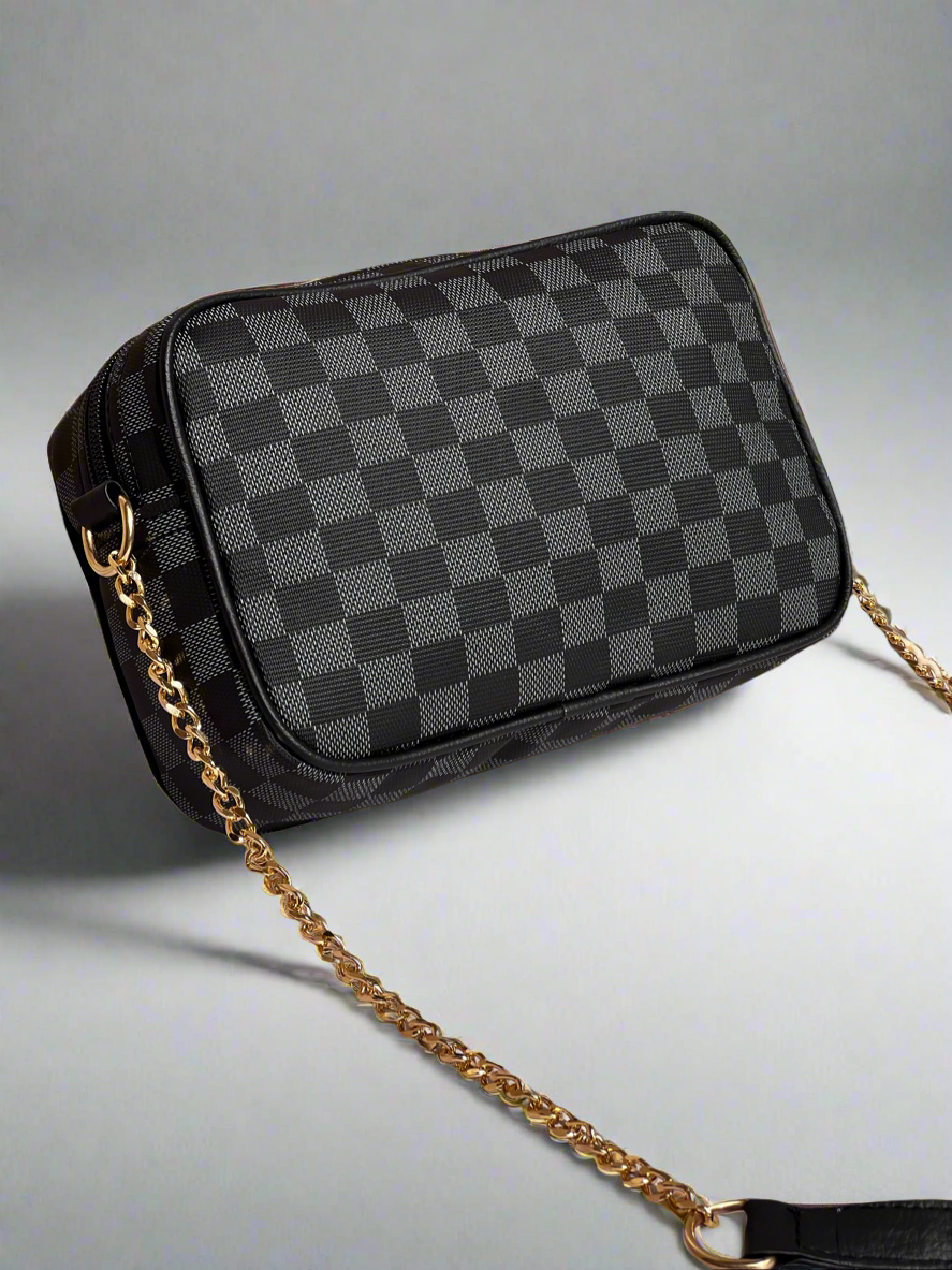 Checkered Crossbody Bag “Black-Grey”