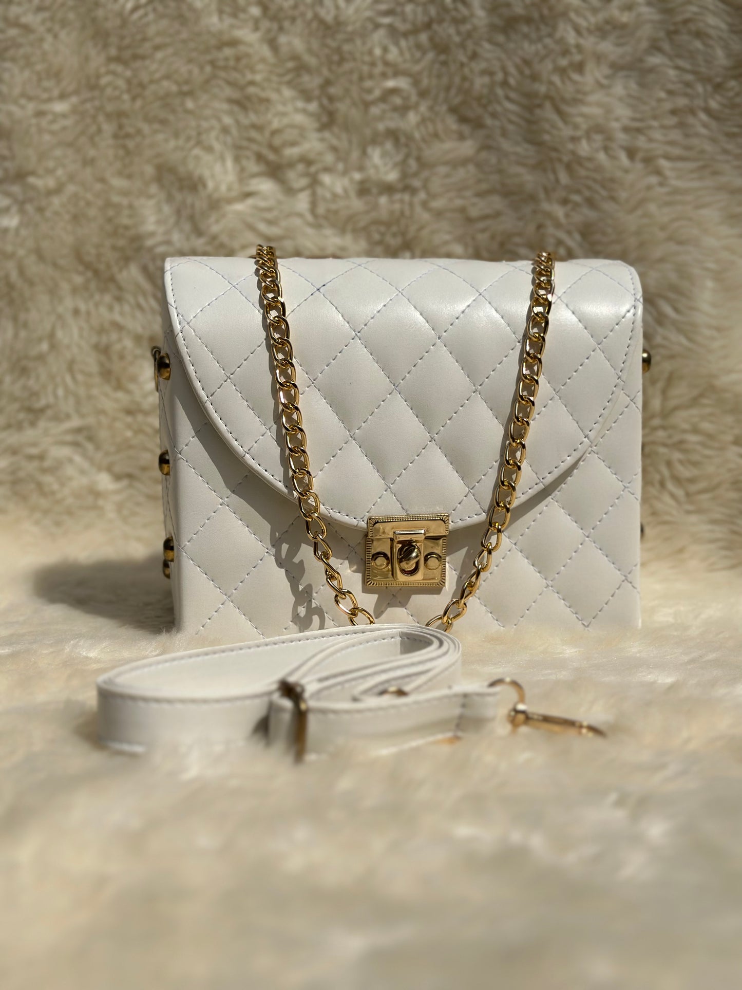 Pyramid White Crossbody Bag