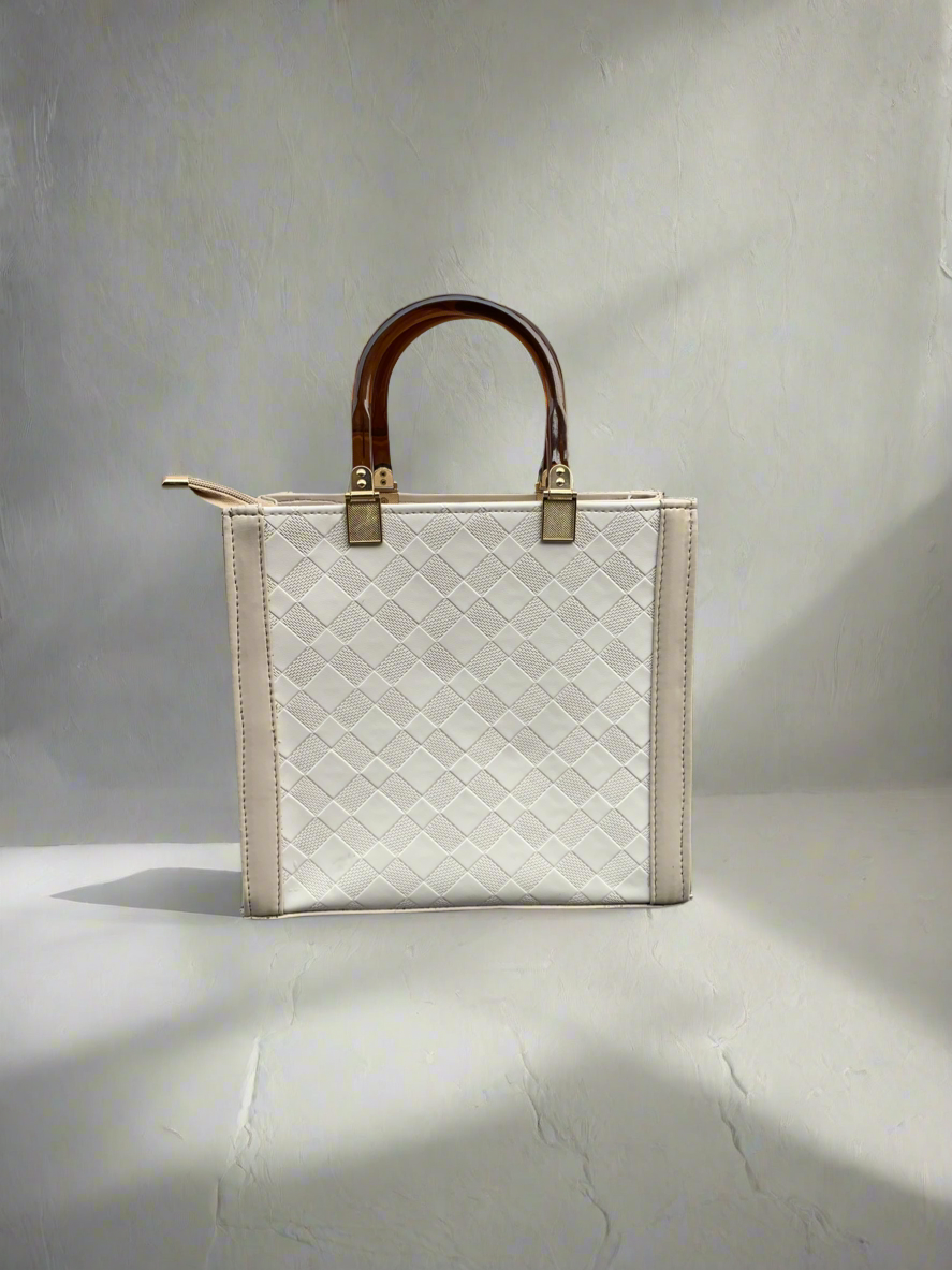 Checkered Box Tote “Beige”