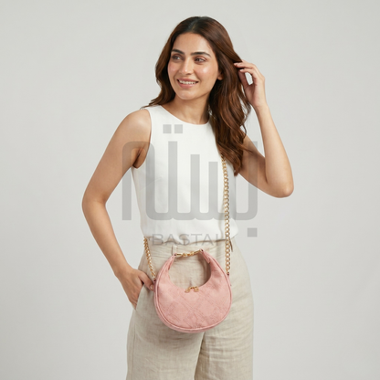 The Dune Crescent Bag — Blush