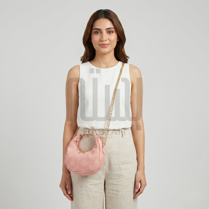 The Dune Crescent Bag — Blush