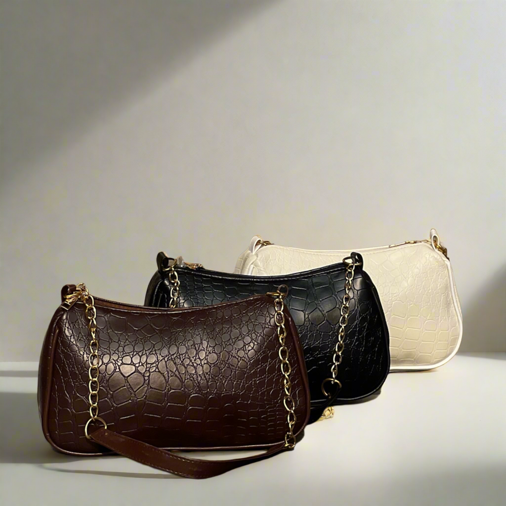 Snakeskin Baguette Bag “Brown”