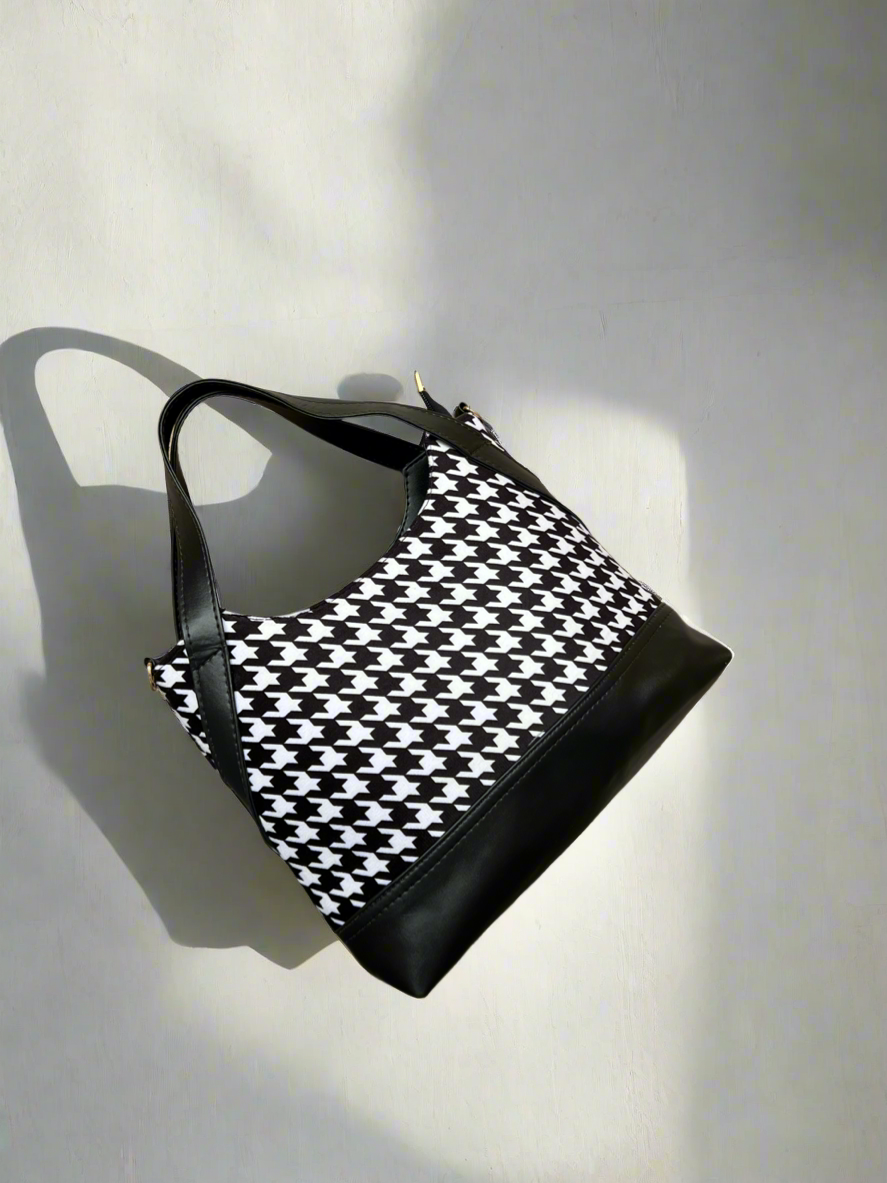 Houndstooth Convertible Crossbody Bag