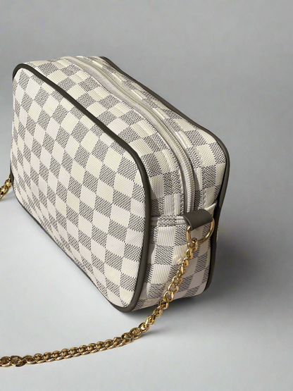 Checkered Crossbody Bag “Grey-White”
