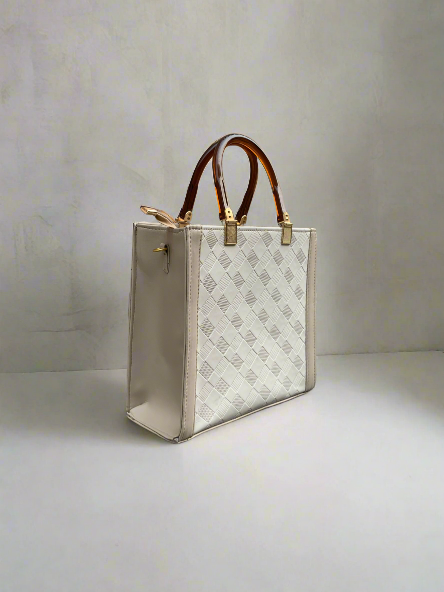 Checkered Box Tote “Beige”