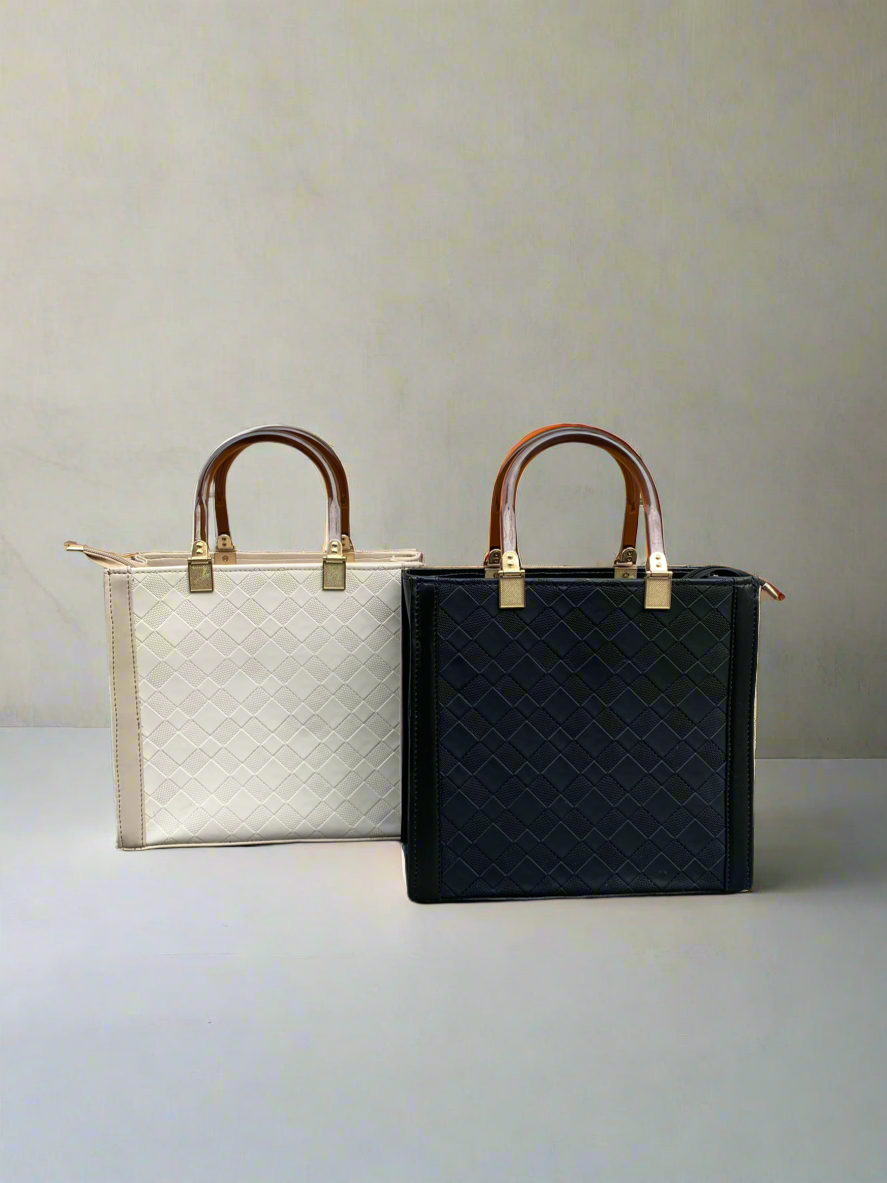 Checkered Box Tote “Beige”