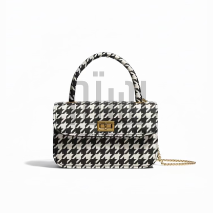 Houndstooth Crossbody Chain Bag