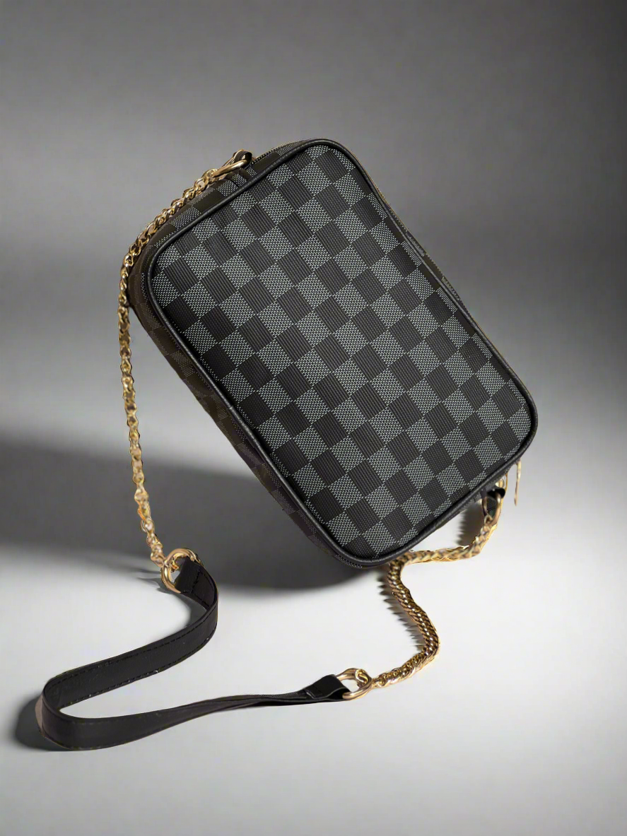 Checkered Crossbody Bag “Black-Grey”