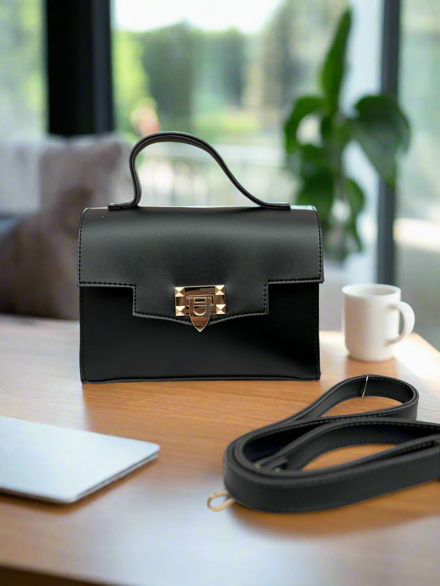 Aurum Chic Crossbody Bag “Jet Black”