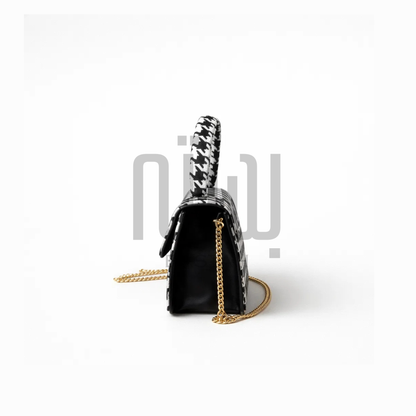 Houndstooth Crossbody Chain Bag