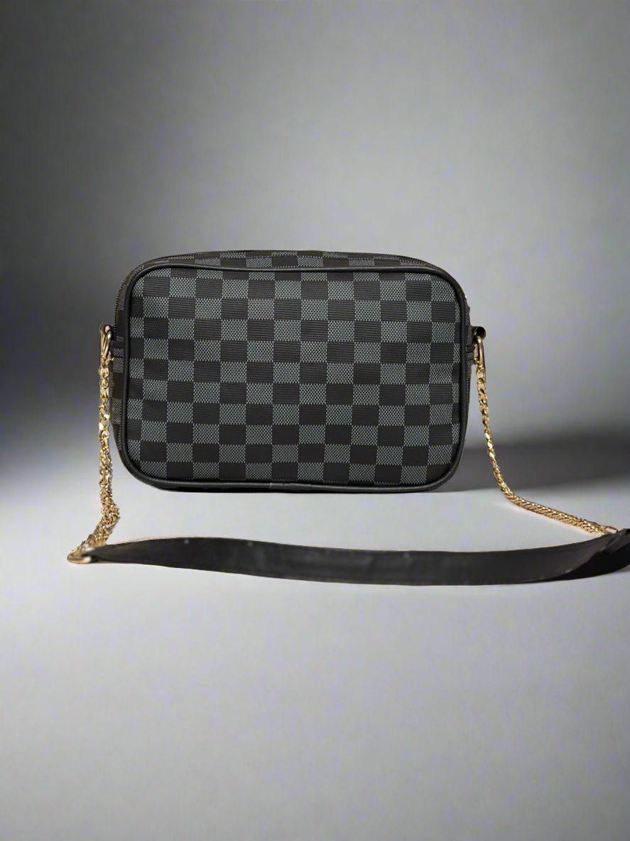 Checkered Crossbody Bag “Black-Grey”