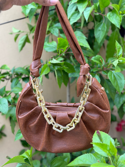 Ruffled Chain Bag “Brown”