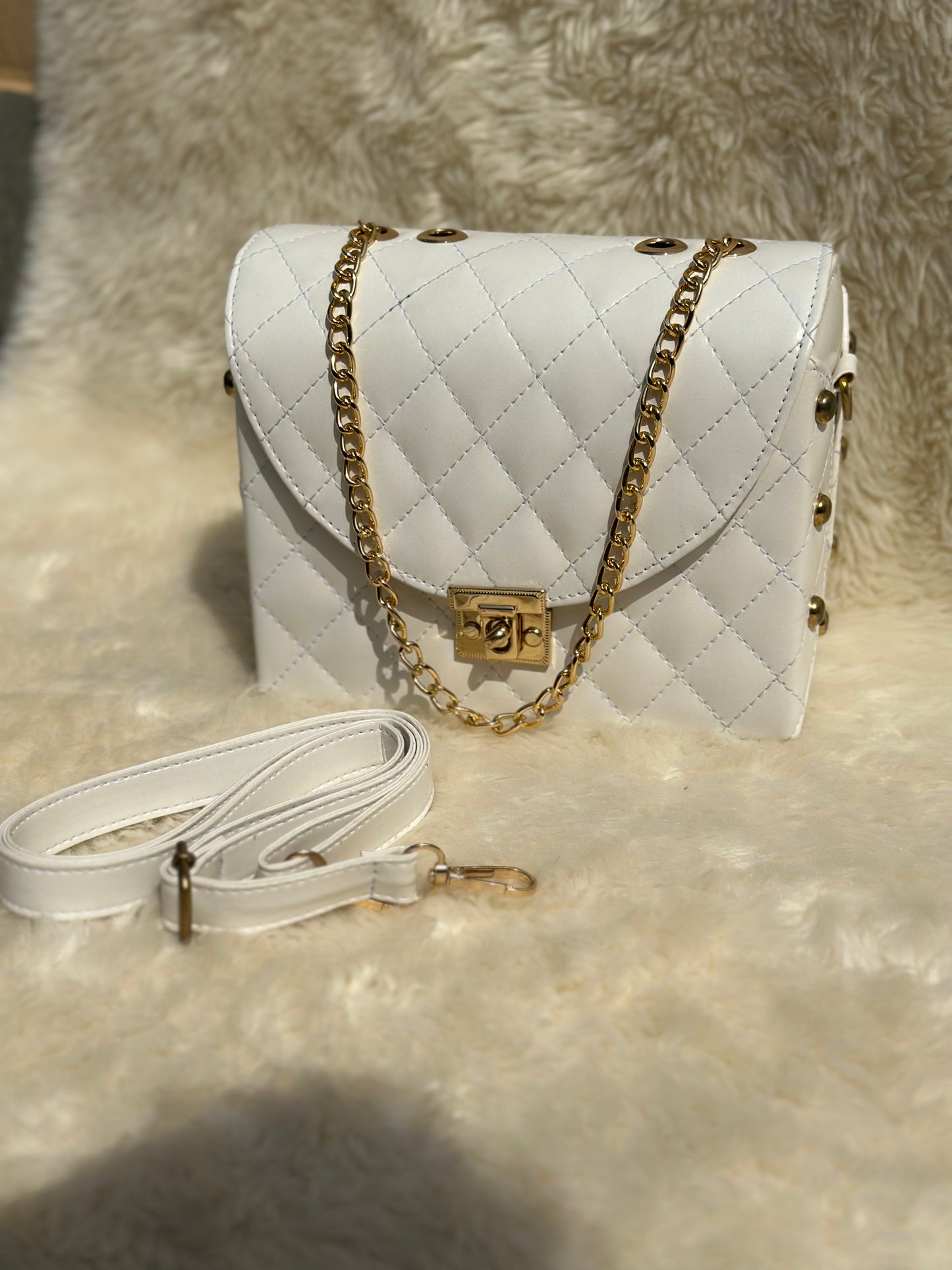 Pyramid White Crossbody Bag