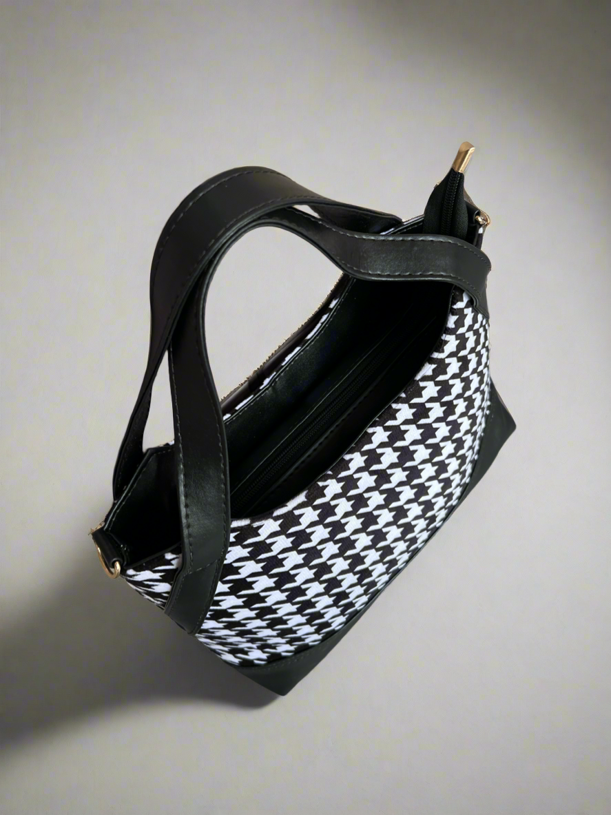 Houndstooth Convertible Crossbody Bag