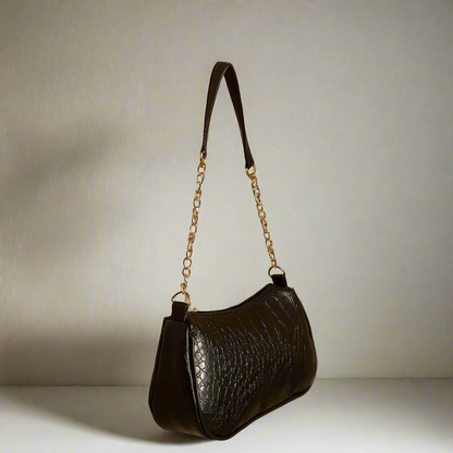 Snakeskin Baguette Bag “Black”