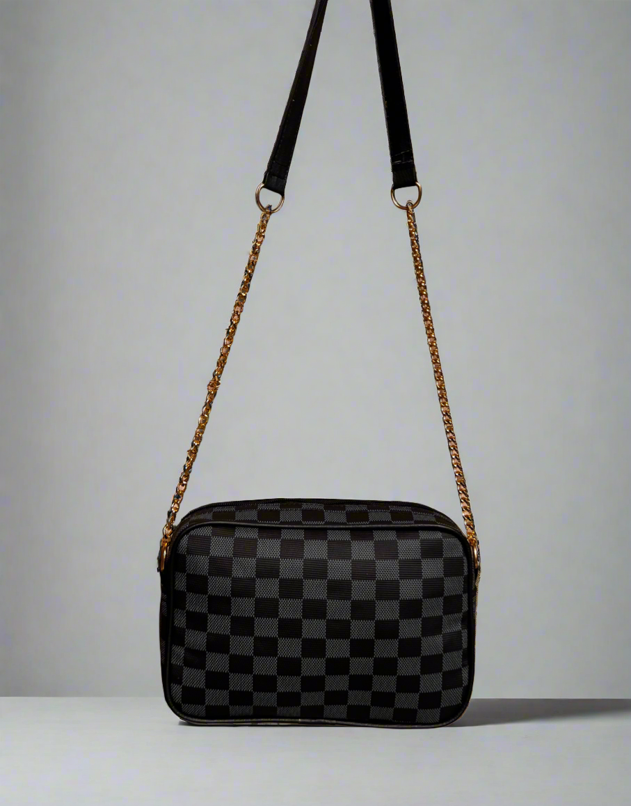 Checkered Crossbody Bag “Black-Grey”