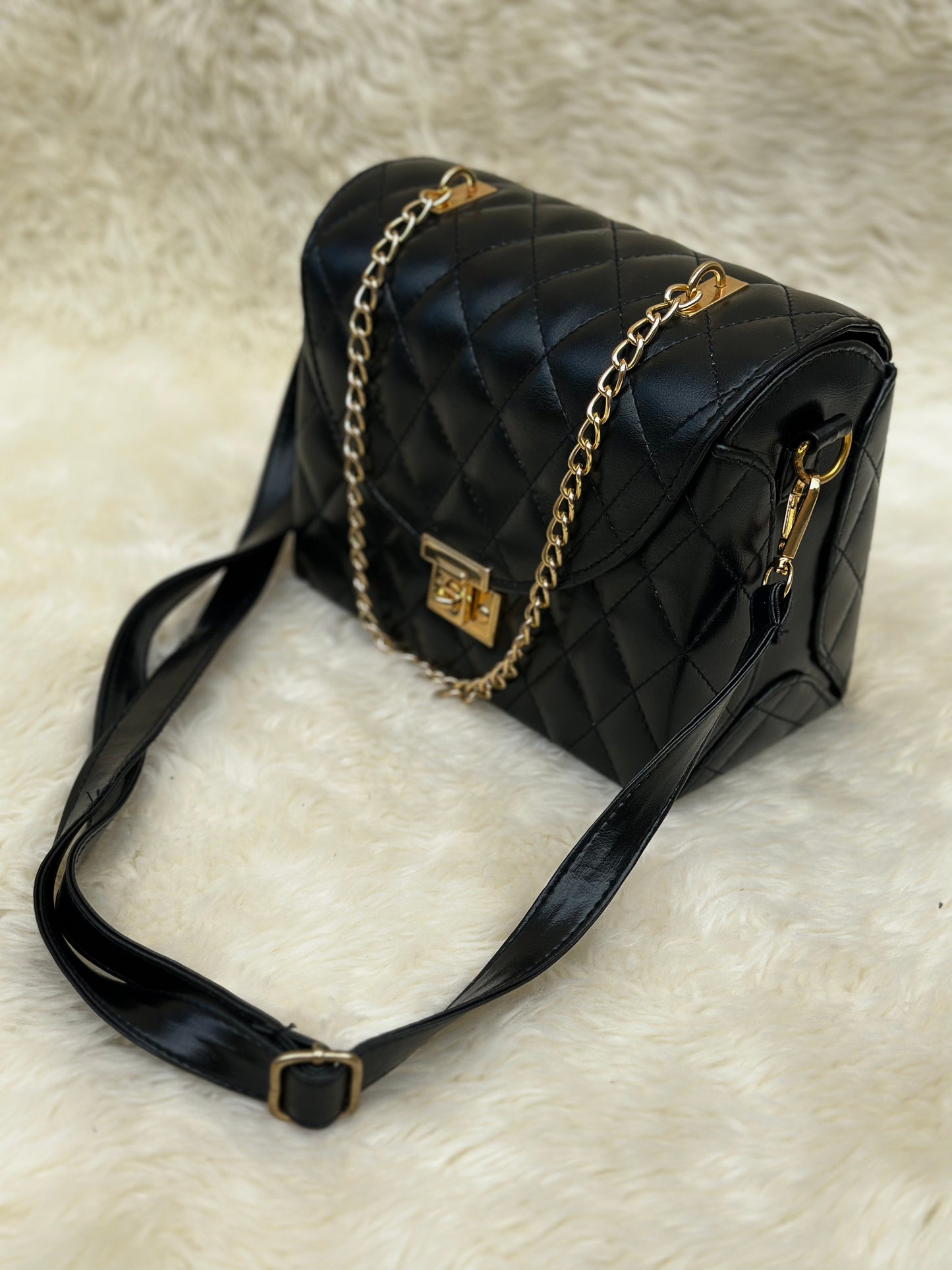 Pyramid Black Crossbody Bag