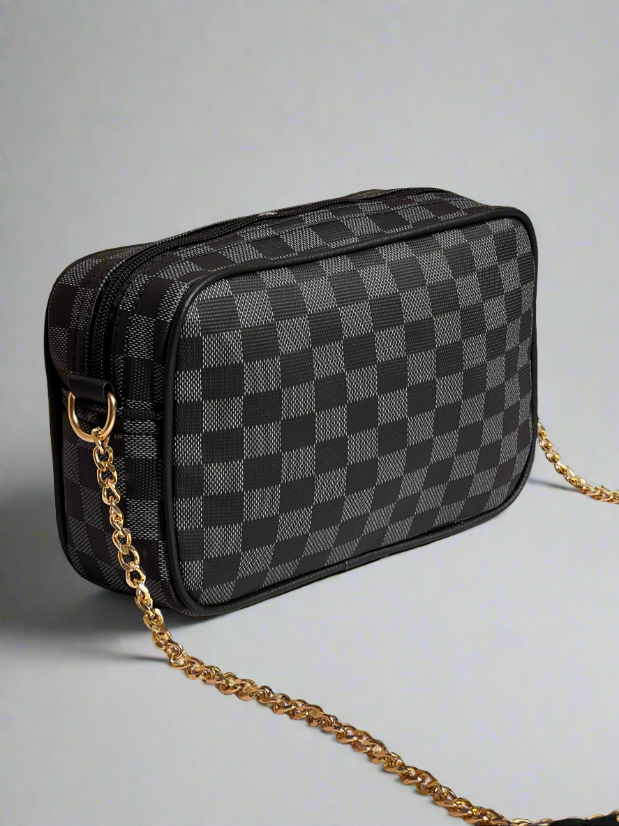 Checkered Crossbody Bag “Black-Grey”