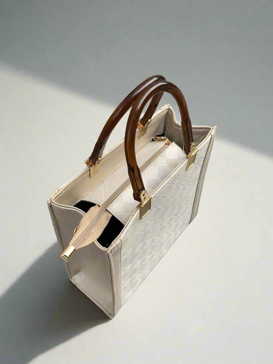 Checkered Box Tote “Beige”