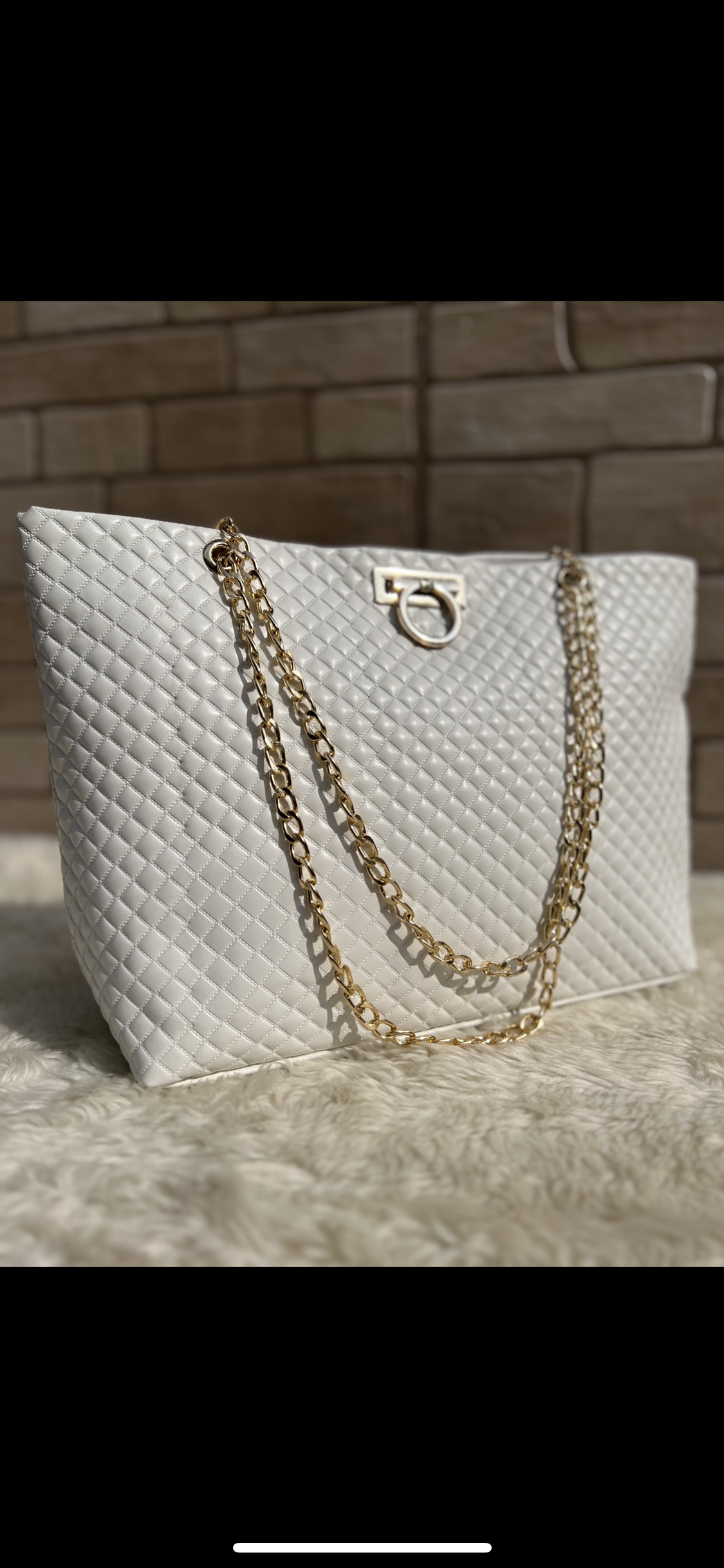 Rhombus White Shoulder Bag