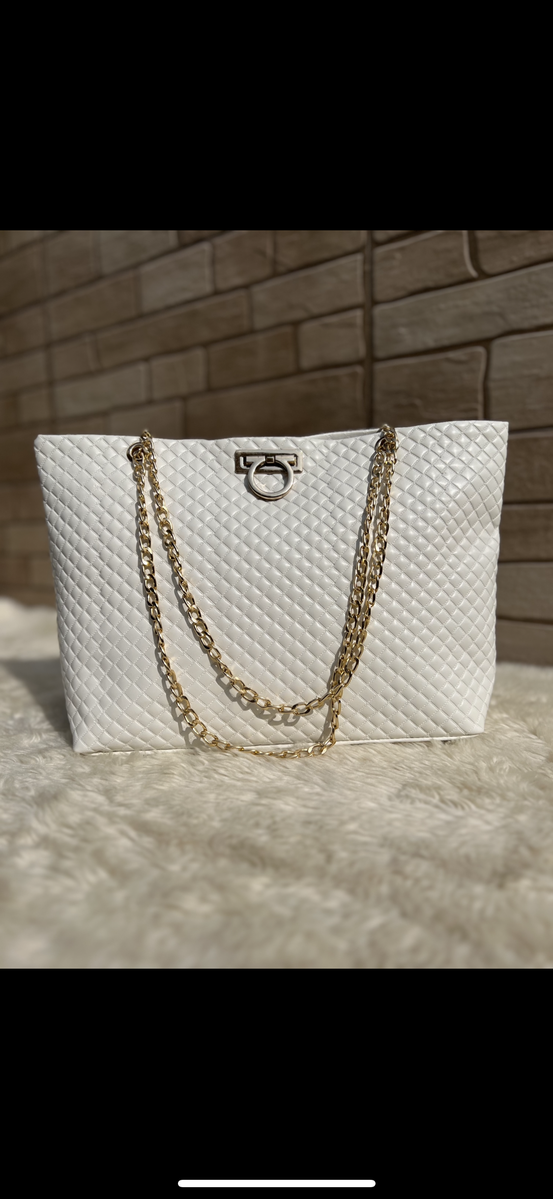 Rhombus White Shoulder Bag