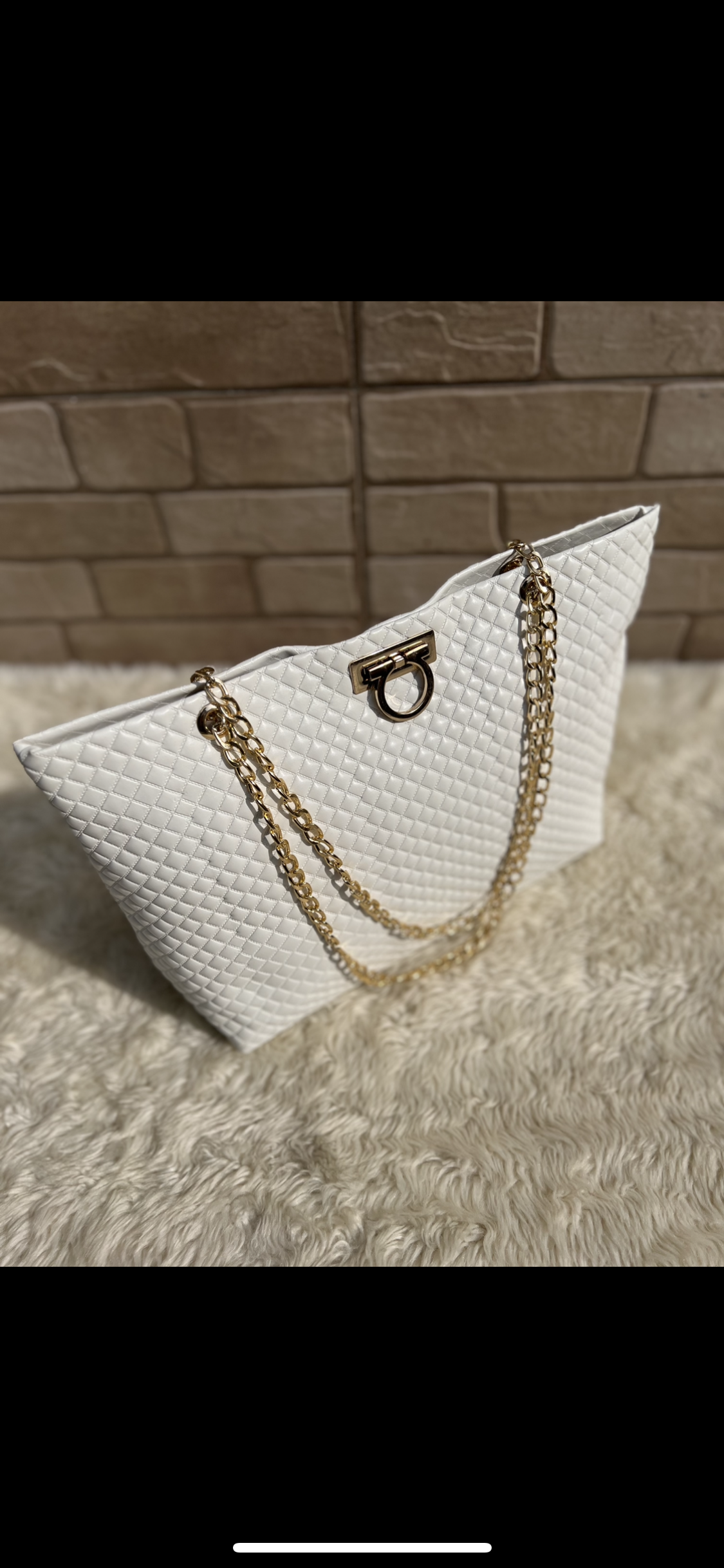 Rhombus White Shoulder Bag