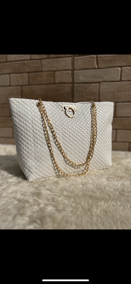 Rhombus White Shoulder Bag